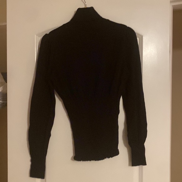 Unique black turtleneck with smoked waist and blouson sleeves - Picture 2 of 2